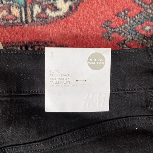 NWT H&M Split Hem Skinny Flare Black Jeans - Picture 7 of 7